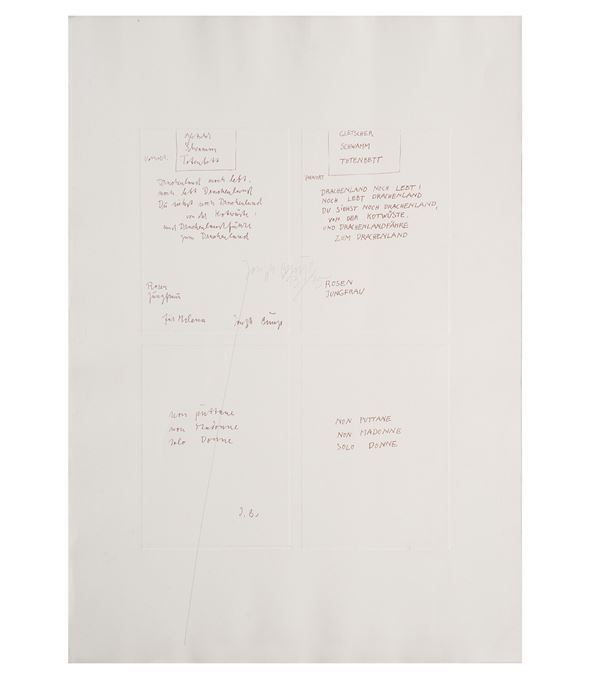 Joseph Beuys : Non puttane non madonne solo donne  (1979)  - Acquaforte - Asta Grafiche e Multipli - Blindarte Casa d'Aste