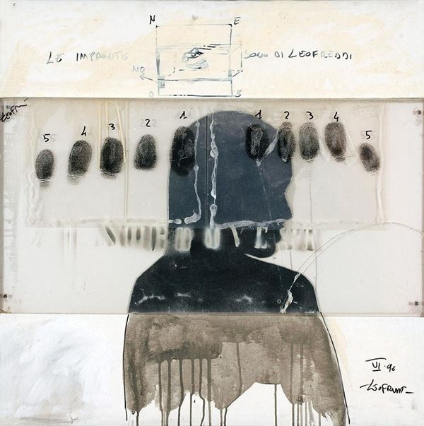 Emilio Leofreddi : Parallelepipedo nord ovest  (1996)  -  Assembly and mixed media on canvas - Auction Modern and Contemporary Art - Blindarte Casa d'Aste