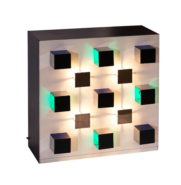 Gregorio Vardanega : Couleurs en diffusion B  (1969)  -  Metal, plexiglass, light bulbs and electric motor - Auction Modern and Contemporary Art - Blindarte Casa d'Aste