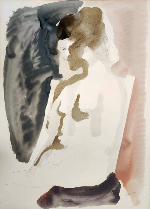 Ugo Attardi : Untitled  (1962)  - Watercolour and pencil pn paper - Auction Modern and Contemporary Art - Blindarte Casa d'Aste