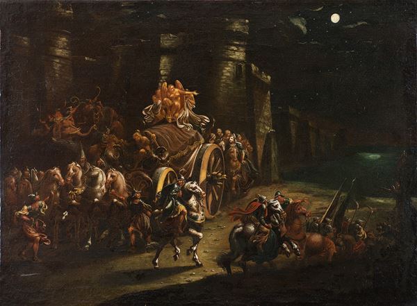 attribuito a Filippo Angeli, detto Filippo Napoletano - Solenne corteo commemorativo in onore di un re