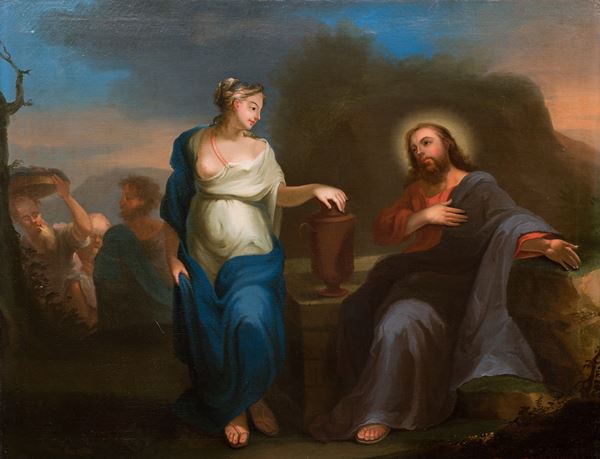 Scuola emiliana, seconda met&#224; XVIII secolo - Cristo e la samaritana al pozzo       