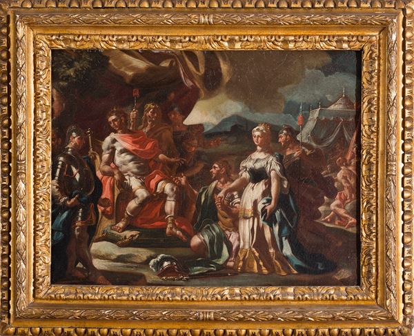 Jacopo Cestaro : La Clemenza di Dario  - olio su tela - Asta Oggetti d'Arte e Antiquariato, Dipinti Antichi, XIX-XX Secolo - Blindarte Casa d'Aste