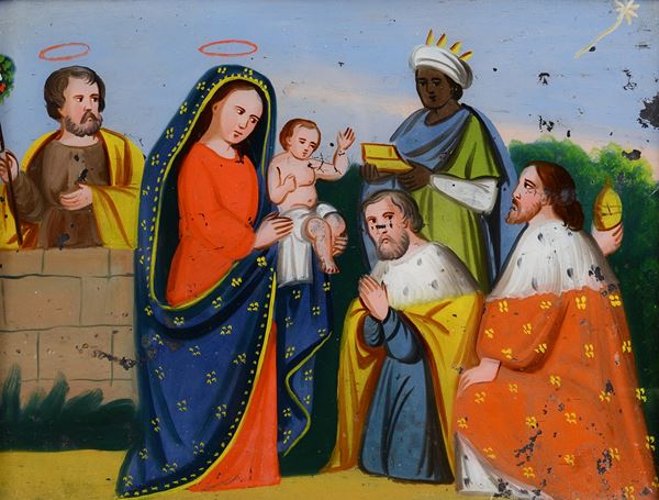 Scuola siciliana, fine XIX secolo - Adorazione dei Magi