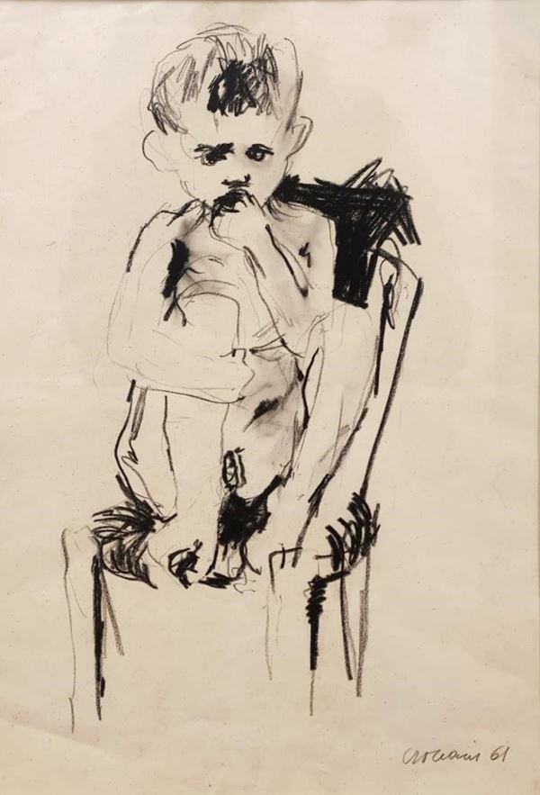 Nino Crociani : Untitled  (1961)  - Charcoal on paper - Auction Modern and Contemporary Art - Blindarte Casa d'Aste