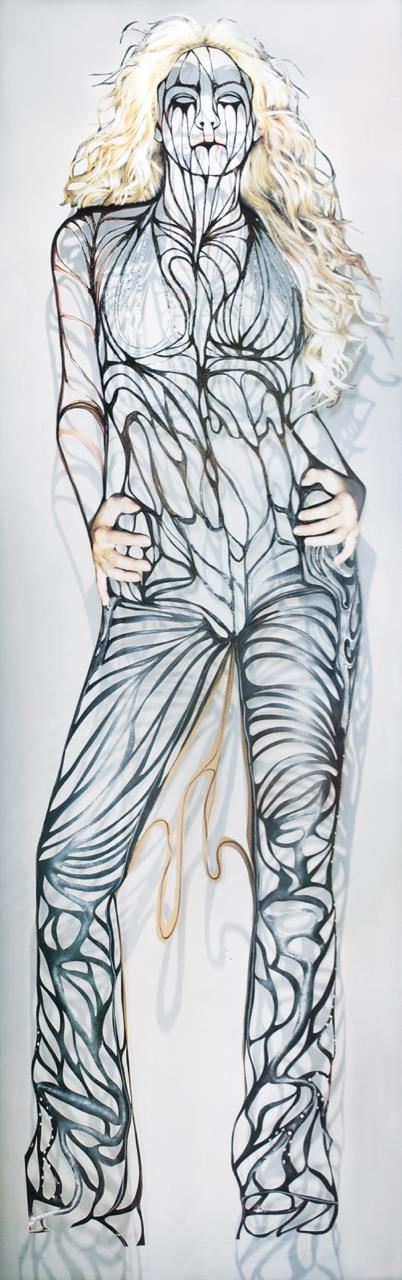 Amie Dicke : Shakira  (2004)  - Ritaglio ed inchiostro su carta - Asta Arte Moderna e Contemporanea - Blindarte Casa d'Aste
