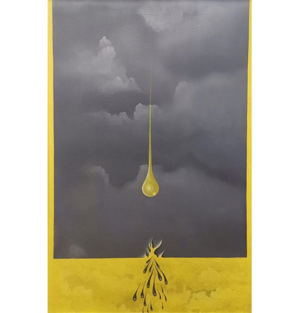 Renzo Margonari : La goccia che fa traboccare  (1969)  - Oil on canvas -  BUY NOW - Modern and Contemporary Art - Blindarte Casa d'Aste