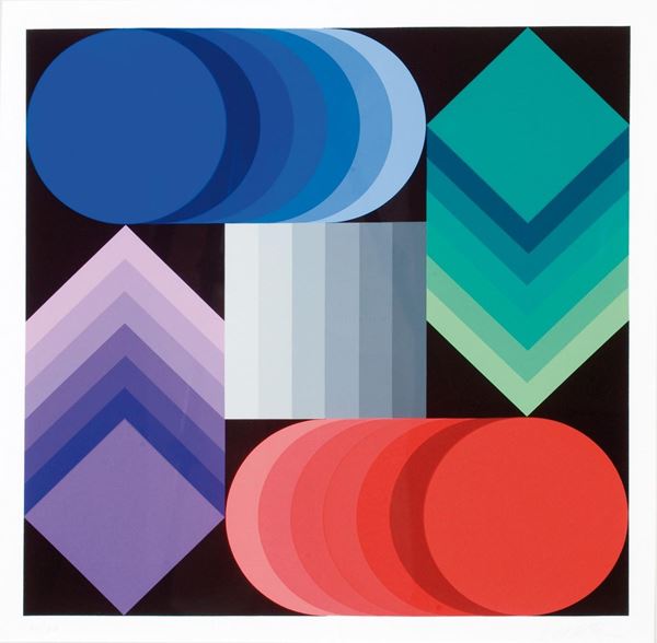 Victor Vasarely : Mondiali '90  (1990)  - Screen printing on paper - Auction Graphic and Multiple - Blindarte Casa d'Aste
