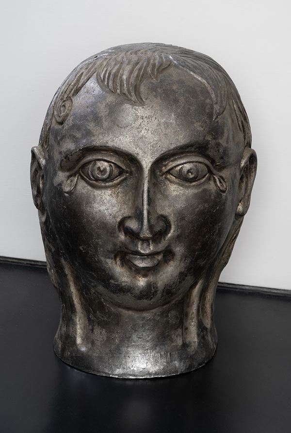 Teatro San Carlo: Head in silver painted fiberglass (from “Piedigrotta”)