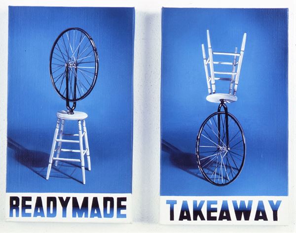 Antonella Mazzoni : Ready made take away  (1995)  - Acrylic on canvas -  BUY NOW - Contemporary Art + - Blindarte Casa d'Aste