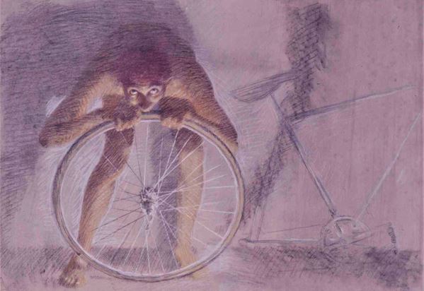 Giovanni Rubino : Io come Binola  (1986)  - Pastels on cardboard -  BUY NOW - Modern and Contemporary Art - Blindarte Casa d'Aste