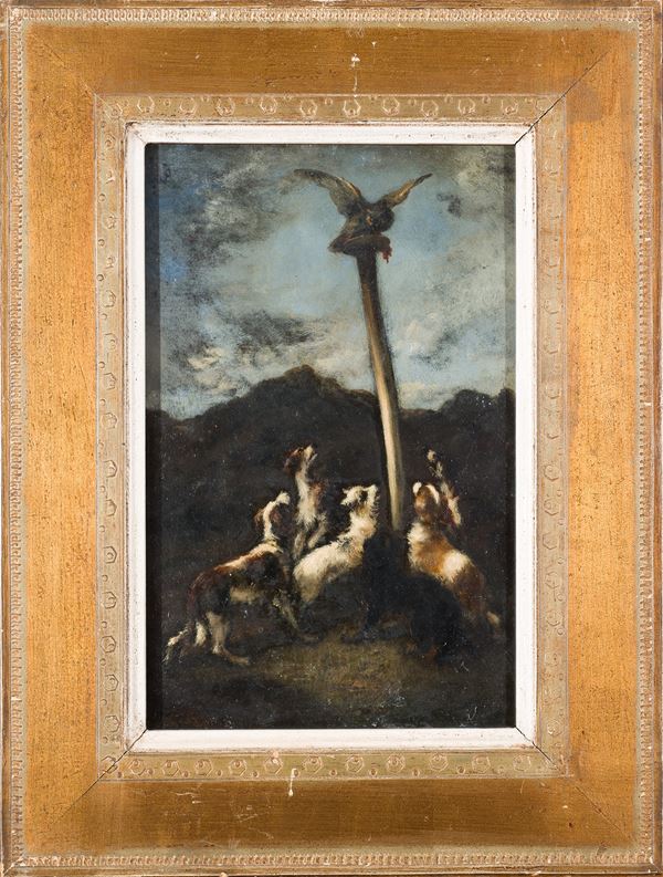 Giuseppe Palizzi (Lanciano, 1812 - Parigi, 1888) - Caccia alla civetta