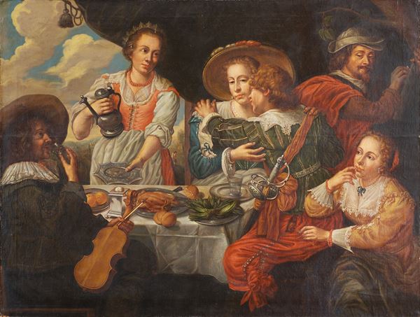 seguace di  Jan Cossiers - Scena di convito