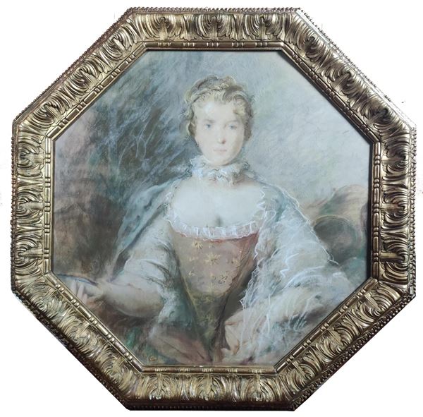 Scuola italiana, XIX secolo : Ritratto di giovane nobildonna  - Pastel on paper - Auction 19th Century Painting and Sculptures - Blindarte Casa d'Aste