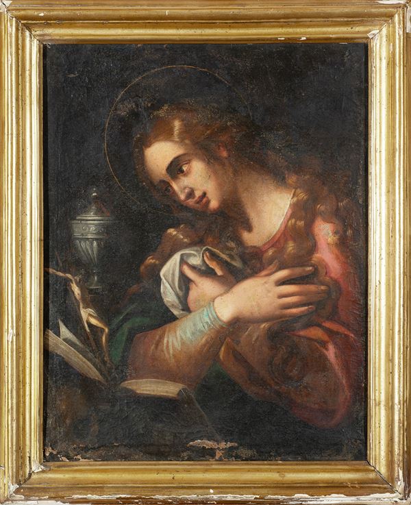 Scuola italiana, XVII secolo - Maddalena in meditazione