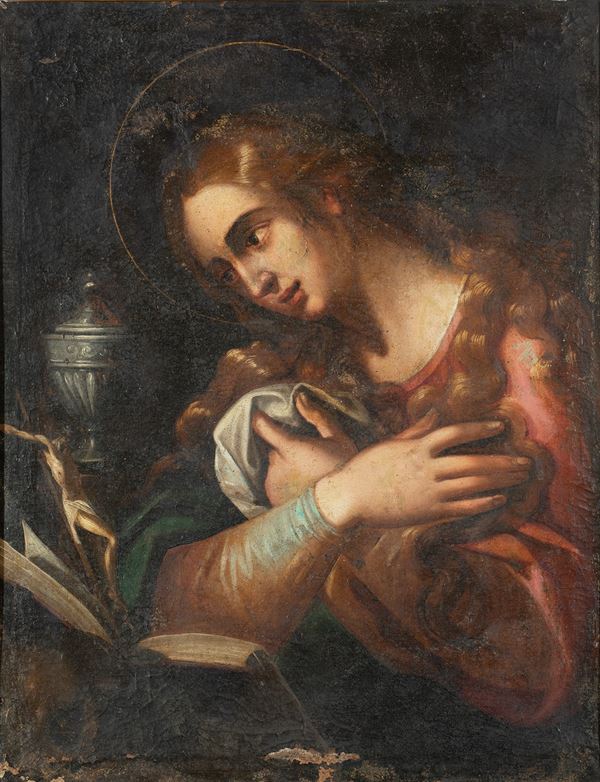 Scuola italiana, XVII secolo - Maddalena in meditazione