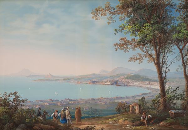 attribuito a Xavier Della Gatta - Napoli dall'Eremo del Vesuvio