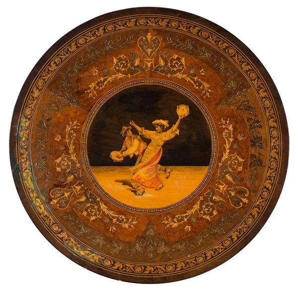Manifattura napoletana : Tondo in tarsia sorrentina  - Asta Oggetti d'Arte e Antiquariato, Dipinti Antichi, XIX-XX Secolo - Blindarte Casa d'Aste