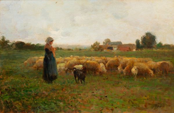 Federico  Rossano (Napoli, 1835 -1912) - Pascolo