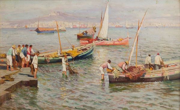 Attilio  Pratella - Barche con pescatori