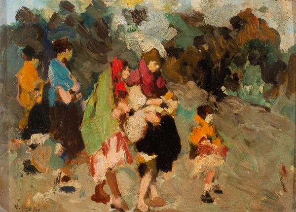 Vincenzo Irolli (Napoli, 1860 - 1949) - Passeggiata