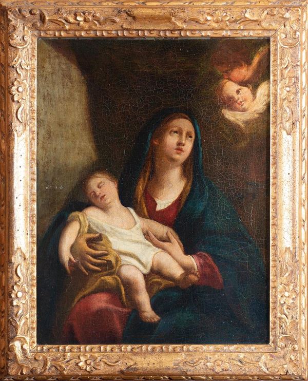 Scuola napoletana, XVIII secolo - Madonna con bambino e angeli