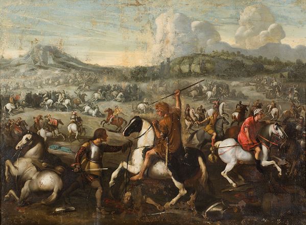 Scuola napoletana, XVII secolo - Cristiani e turchi in battaglia