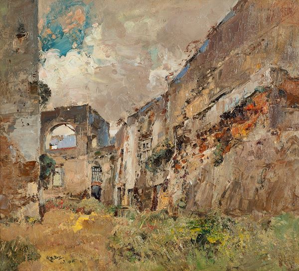 Giuseppe Casciaro (Ortelle,  1863 - Napoli, 1941) - Ruderi del castello