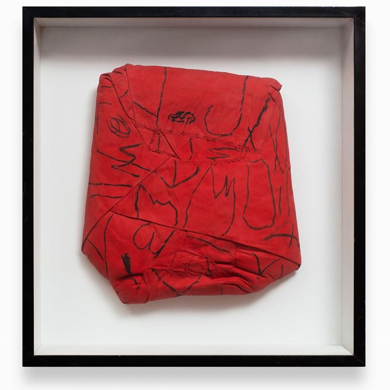 Cesare Berlingeri - Rosso Segnato - Olio e carbone su stoffa telata, 2001