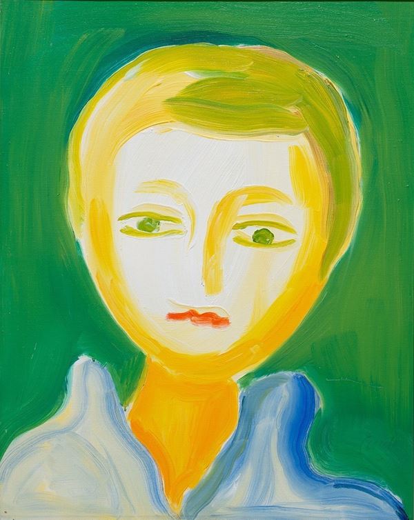 Virgilio Guidi - Testa fondo verde