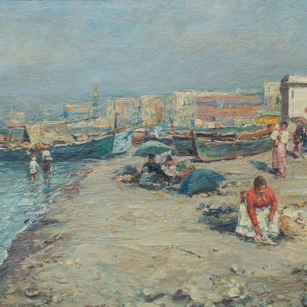 Attilio  Pratella (Lugo, 1856 - Napoli, 1949) - La Marinella a San Giovanni a Teduccio