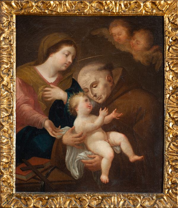 alla maniera di Paolo de Matteis - Madonna con bambino San Giovan Giuseppe della Croce