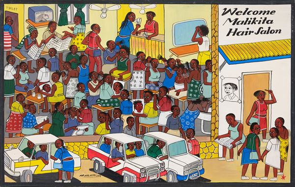 Maurus Malikita : Malikita hair salon  (2005)  - Acrylic on panel - Auction Modern and Contemporary Art - Blindarte Casa d'Aste
