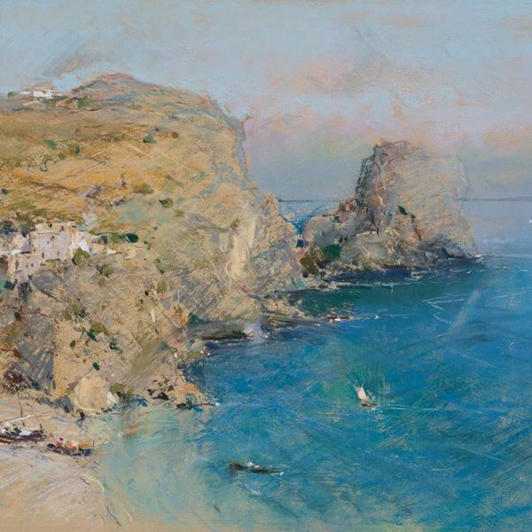 Giuseppe Casciaro (Ortelle,  1863 - Napoli, 1941) - Paesaggio costiero