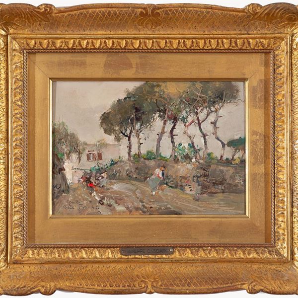 Giuseppe Casciaro (Ortelle,  1863 - Napoli, 1941) - Strada di campagna