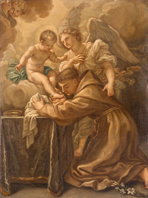 Scuola napoletana, XVIII secolo - Sant'Antonio col Bambino