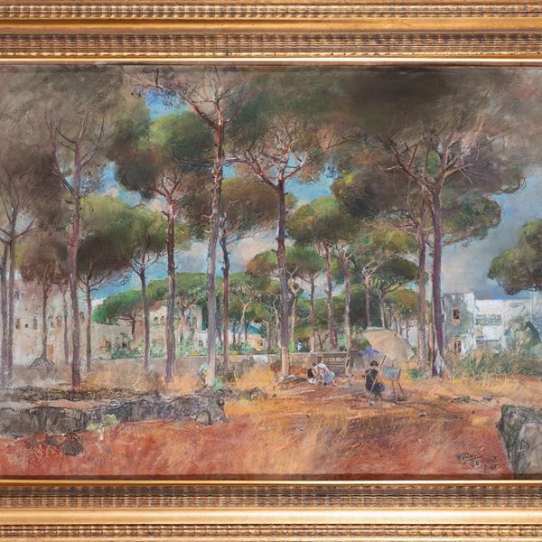 Giuseppe Casciaro (Ortelle,  1863 - Napoli, 1941) - Pineta di Ischia