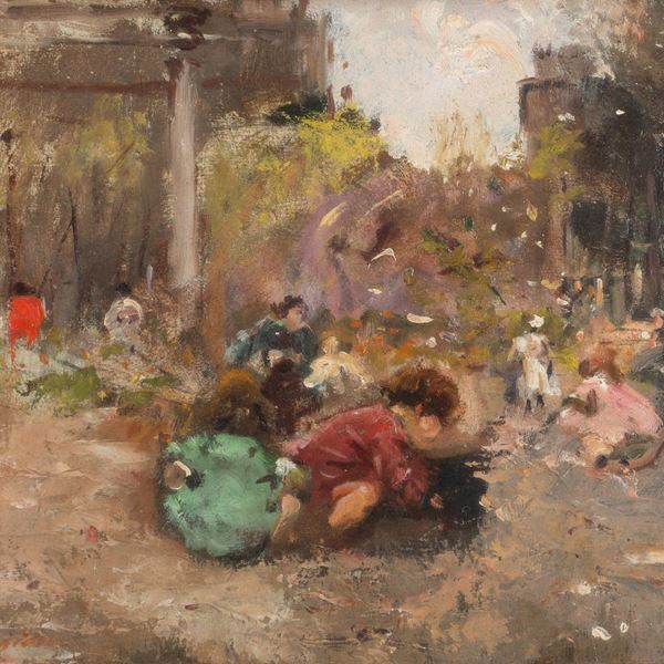 Raffaele Ragione (Napoli, 1851 - 1925) - Giochi nel parco