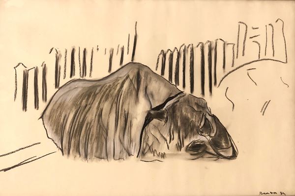 Franco Bratta : Untitled  (1984)  -  Pastels and charcoal on paper -  BUY NOW - Modern and Contemporary Art - Blindarte Casa d'Aste