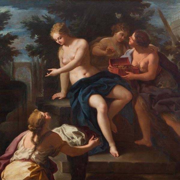 Paolo de Matteis : Betsabea al bagno  - olio su tela - Asta Antiquariato, Dipinti Antichi e del XIX secolo - Blindarte Casa d'Aste