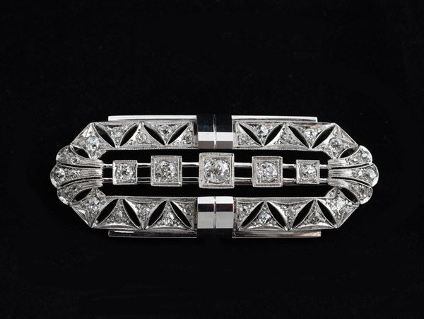 Spilla degli anni '30  - incastonata con diamanti - Asta GIOIELLI, VINTAGE E OROLOGI - Blindarte Casa d'Aste