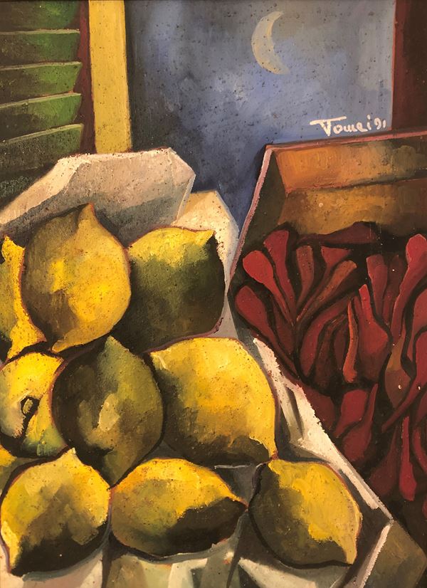 Francesco Tomei : Limoni  (1991)  - Oil on canvas - Auction Modern and Contemporary Art - Blindarte Casa d'Aste