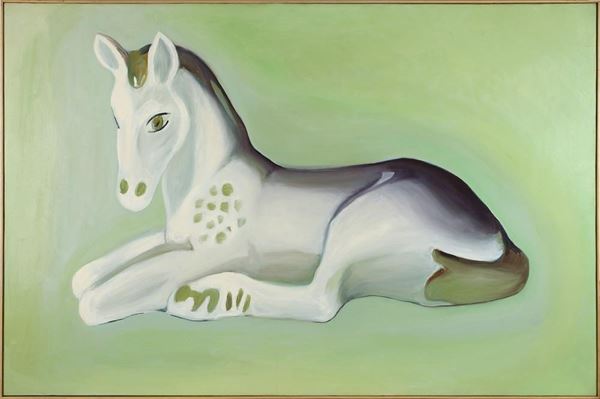 Lorenzo Scotto di Luzio : Cavallino bianco  (2001)  - Olio su tela - Asta Arte Moderna e Contemporanea - Blindarte Casa d'Aste