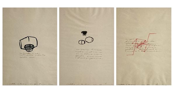 Luca Pancrazzi : Lotto unico composto da n.3 opere  (1990)  - n.3 tecniche miste su carta - Asta Arte + Contemporanea - Blindarte Casa d'Aste