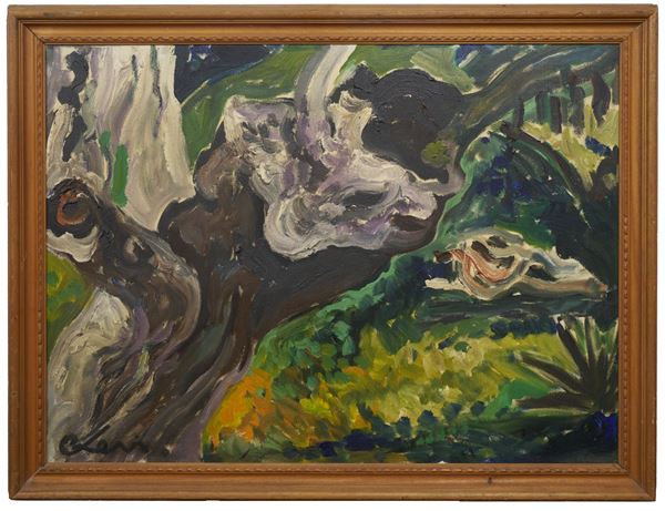 Carlo Levi : Il carrubo n°3  - Olio su tela - Asta Arte Moderna e Contemporanea - Blindarte Casa d'Aste