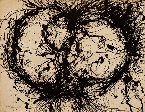 Toshimitsu  Imai : Senza titolo  (1965)  - Smalto su carta - Asta Arte Moderna e Contemporanea - Blindarte Casa d'Aste