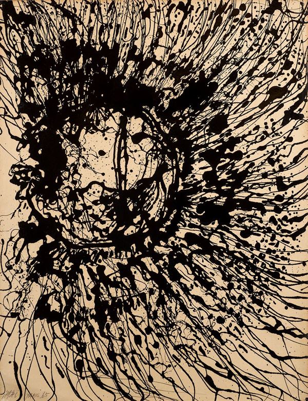 Toshimitsu  Imai : Senza titolo  (1965)  - Smalto su carta - Asta Arte Moderna e Contemporanea - Blindarte Casa d'Aste