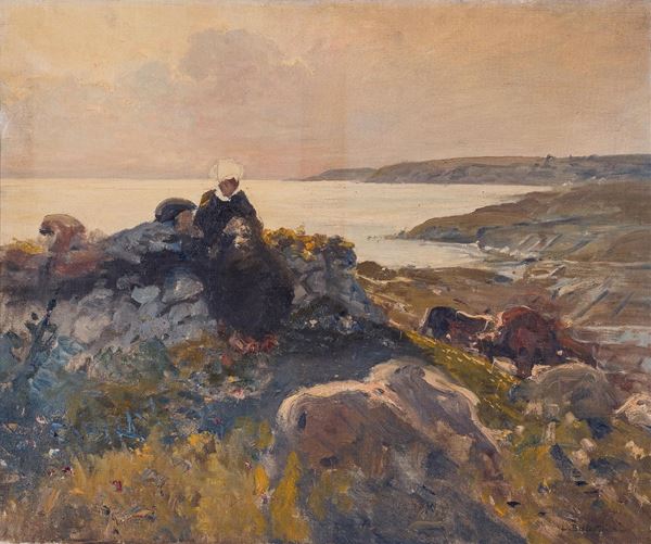Lionello Balestrieri (Cetona 1872 - Siena 1958) - Normandia incompiuta