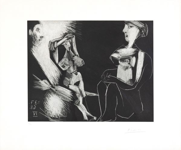 Pablo Picasso - Homme Avec Deux Femmes Nues (347 series No. 222)