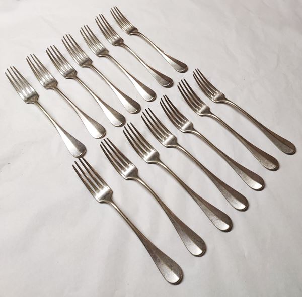 Silver plated serving part consisting of 14 forks